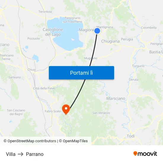 Villa to Parrano map