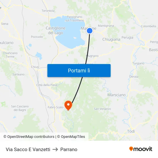 Via Sacco E Vanzetti to Parrano map
