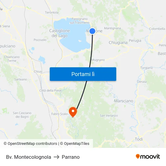 Bv. Montecolognola to Parrano map