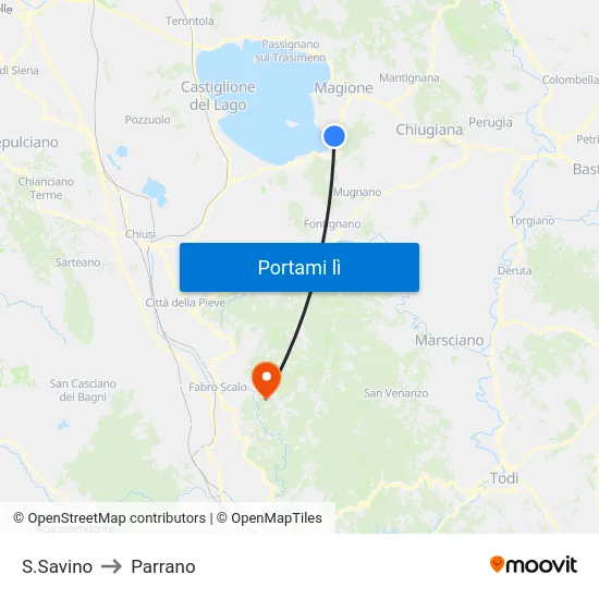 S.Savino to Parrano map