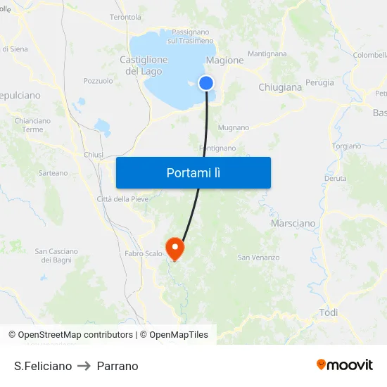 S.Feliciano to Parrano map