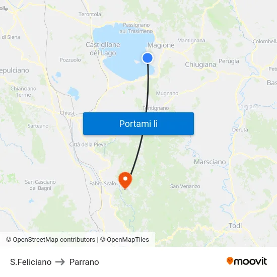 S.Feliciano to Parrano map