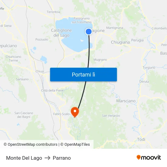 Monte Del Lago to Parrano map
