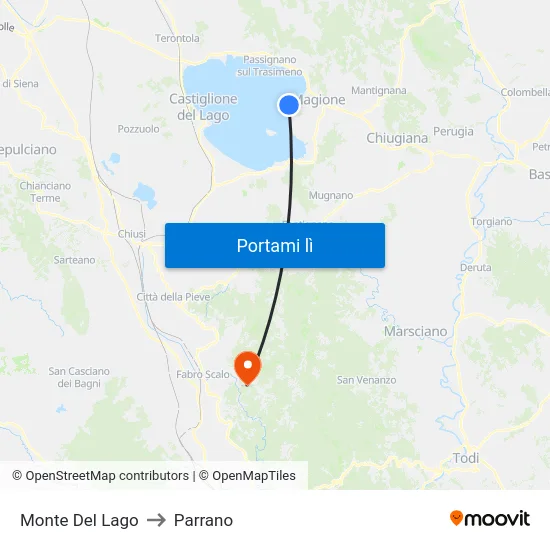 Monte Del Lago to Parrano map
