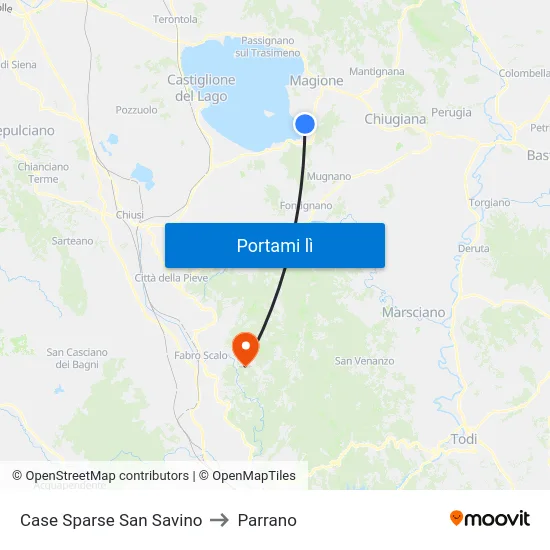 Case Sparse San Savino to Parrano map