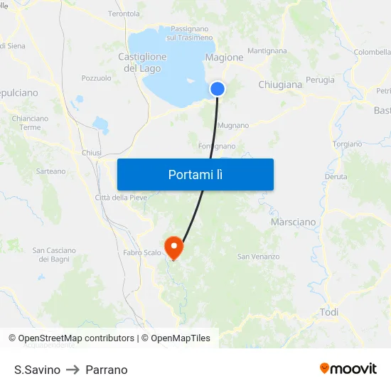 S.Savino to Parrano map