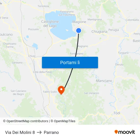 Via Dei Molini 8 to Parrano map