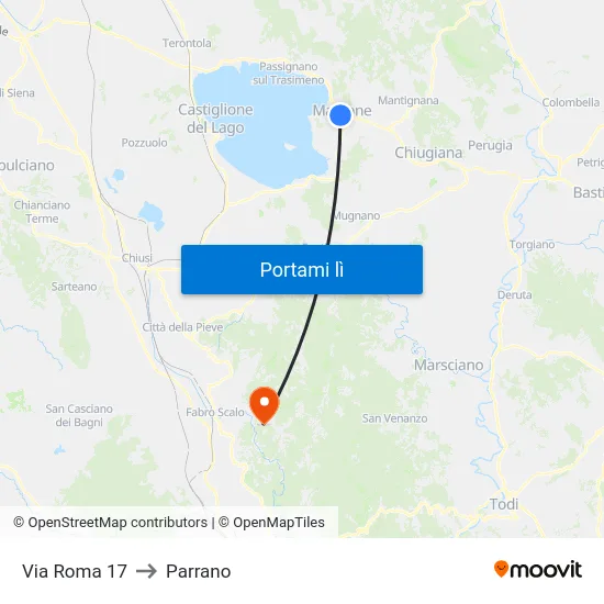 Via Roma 17 to Parrano map