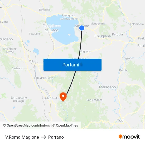 V.Roma Magione to Parrano map
