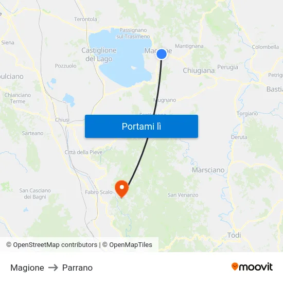 Magione to Parrano map