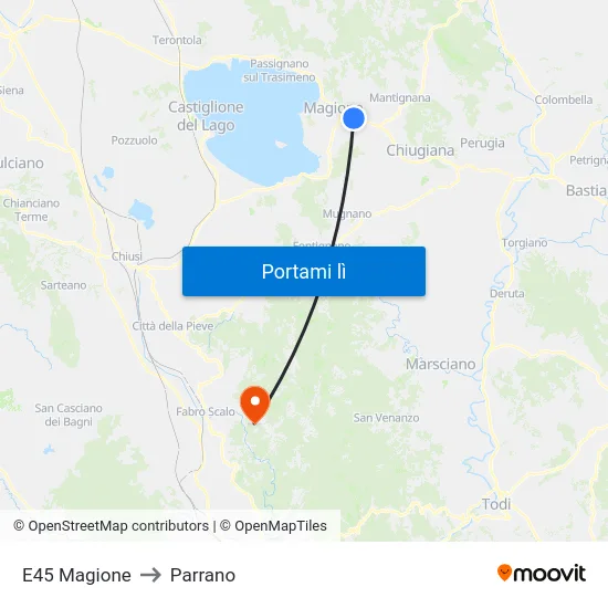 E45 Magione to Parrano map