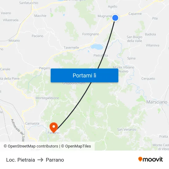 Loc. Pietraia to Parrano map