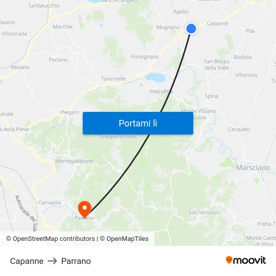 Capanne to Parrano map