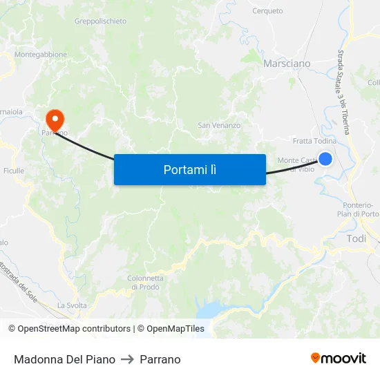 Madonna Del Piano to Parrano map