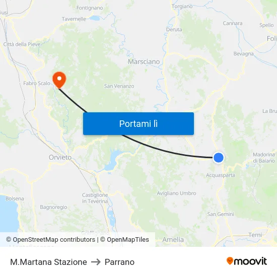 M.Martana Stazione to Parrano map