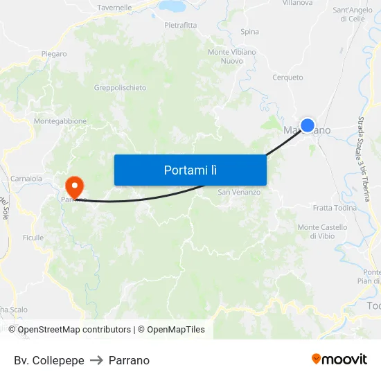 Bv. Collepepe to Parrano map