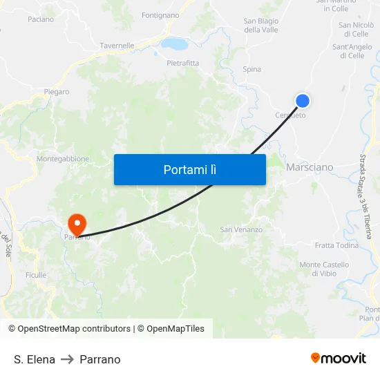 S. Elena to Parrano map