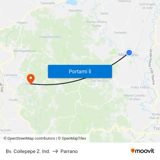 Bv. Collepepe Z. Ind. to Parrano map