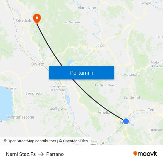 Narni Staz.Fs to Parrano map