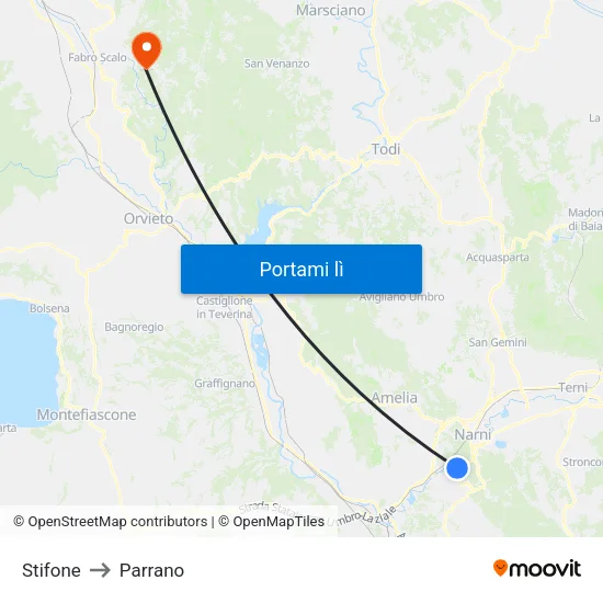Stifone to Parrano map