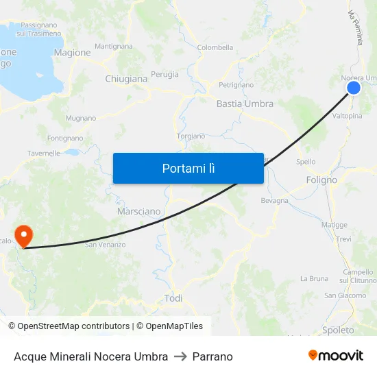 Acque Minerali Nocera Umbra to Parrano map