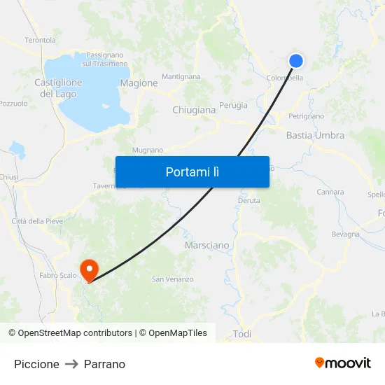 Piccione to Parrano map