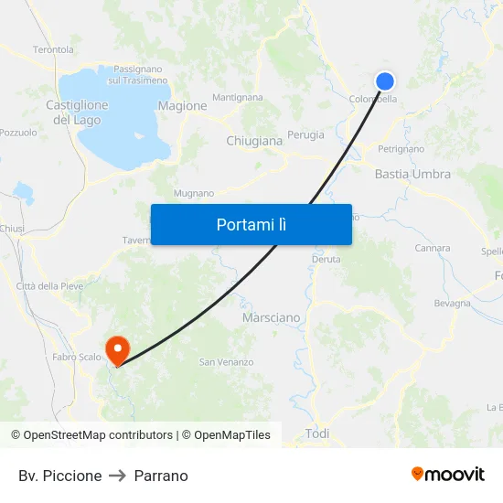 Bv. Piccione to Parrano map