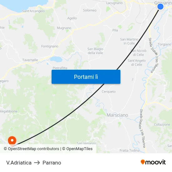 V.Adriatica to Parrano map