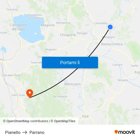 Pianello to Parrano map