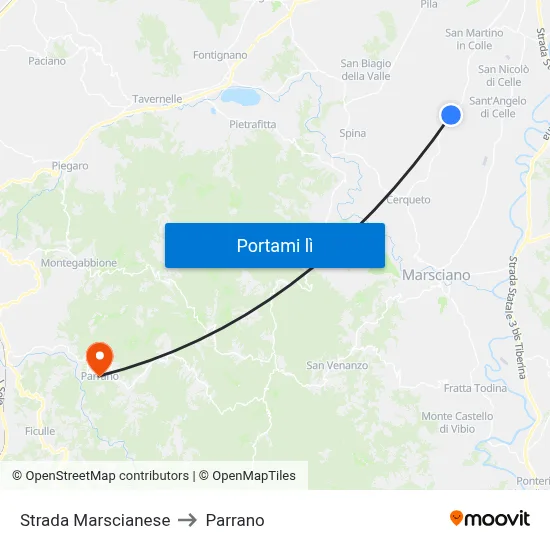 Strada Marscianese to Parrano map