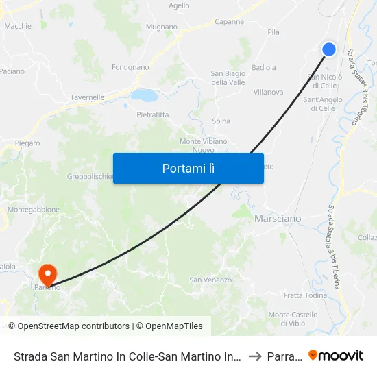 Strada San Martino In Colle-San Martino In Campo to Parrano map