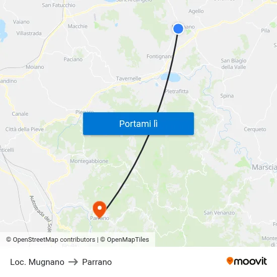 Loc. Mugnano to Parrano map