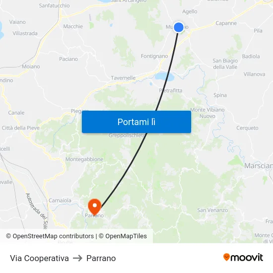 Via Cooperativa to Parrano map