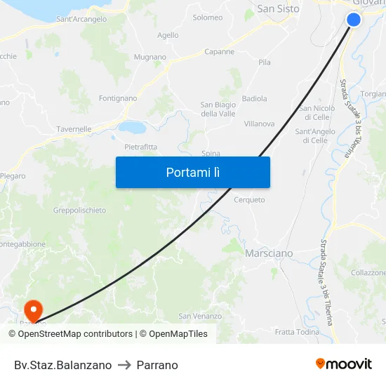 Bv.Staz.Balanzano to Parrano map