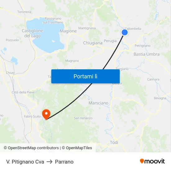 V. Pitignano Cva to Parrano map