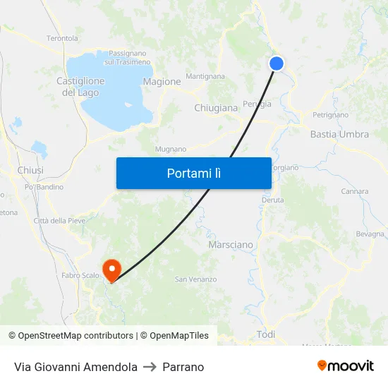 Via Giovanni Amendola to Parrano map