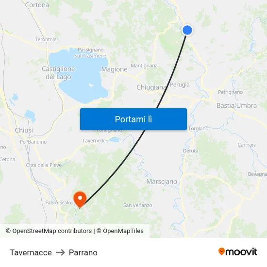Tavernacce to Parrano map