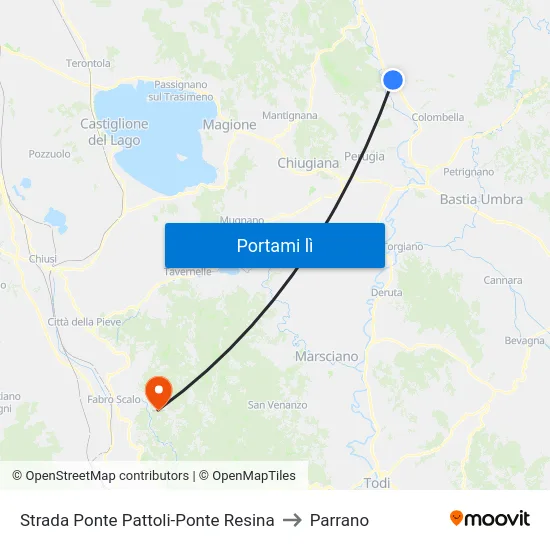 Strada Ponte Pattoli-Ponte Resina to Parrano map