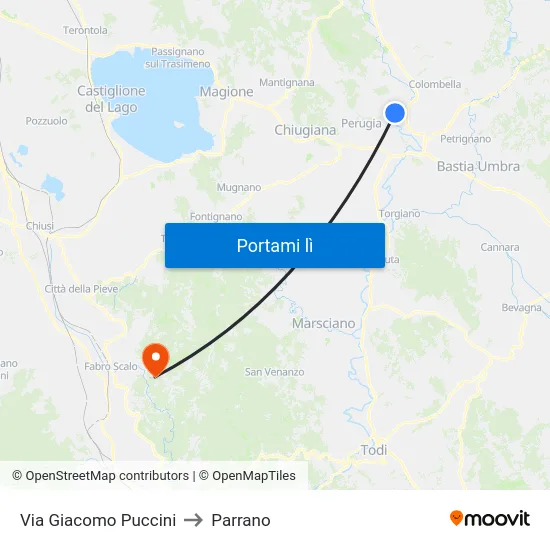Via Giacomo Puccini to Parrano map