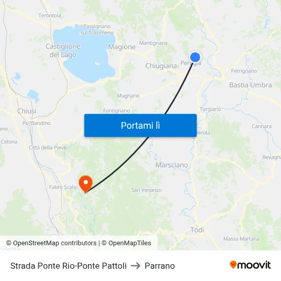 Strada Ponte Rio-Ponte Pattoli to Parrano map