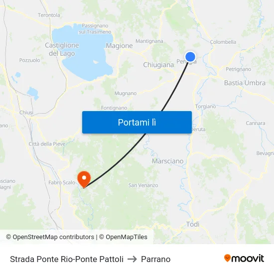 Strada Ponte Rio-Ponte Pattoli to Parrano map