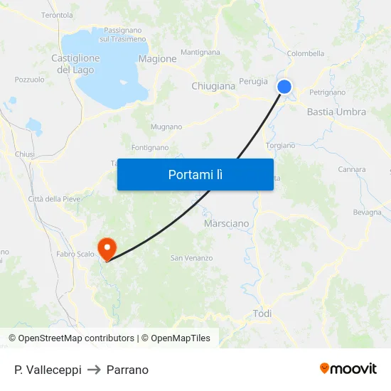 P. Valleceppi to Parrano map