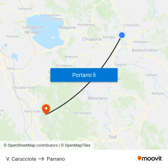 V. Carucciola to Parrano map