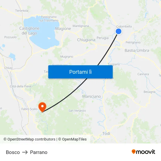 Bosco to Parrano map