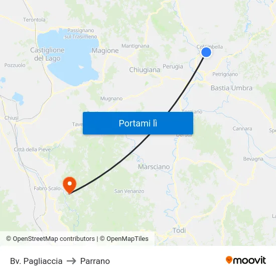 Bv. Pagliaccia to Parrano map