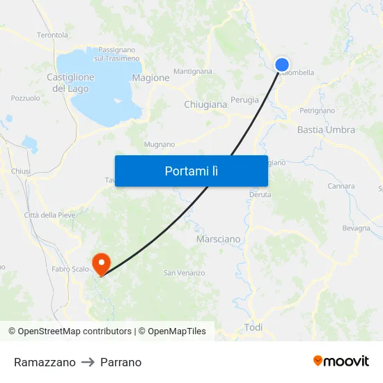 Ramazzano to Parrano map