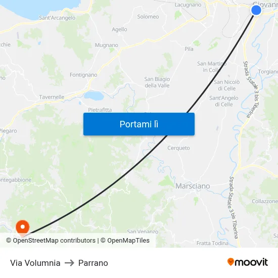 Via Volumnia to Parrano map