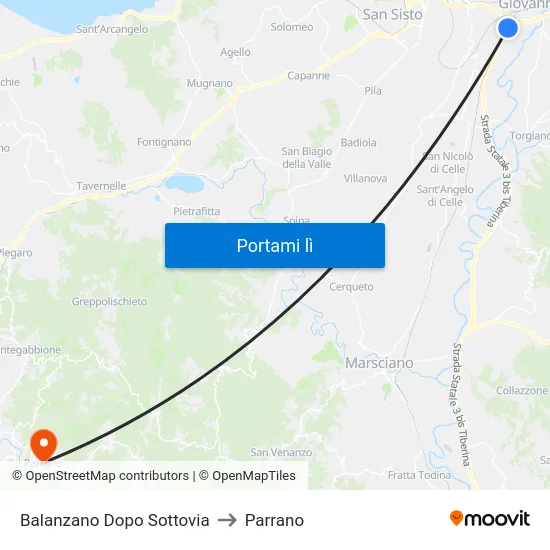 Balanzano Dopo Sottovia to Parrano map