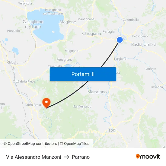 Via Alessandro Manzoni to Parrano map