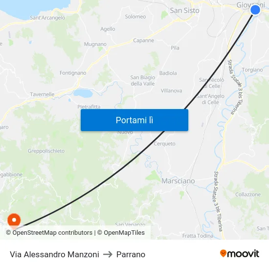 Via Alessandro Manzoni to Parrano map